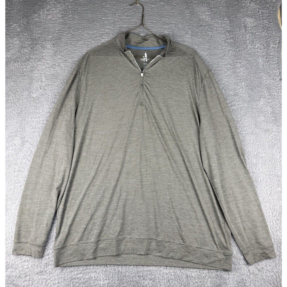 Johnnie-O Mens XXL Meteor Gray Striped 1/4 Zip Performance Pullover Golf Stretch